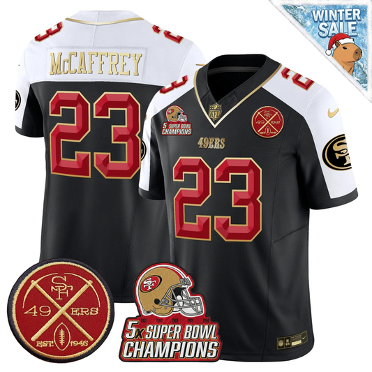 49ers 5-Times Champions & Est.1946 Patch Vapor Limited Jersey - All Stitched