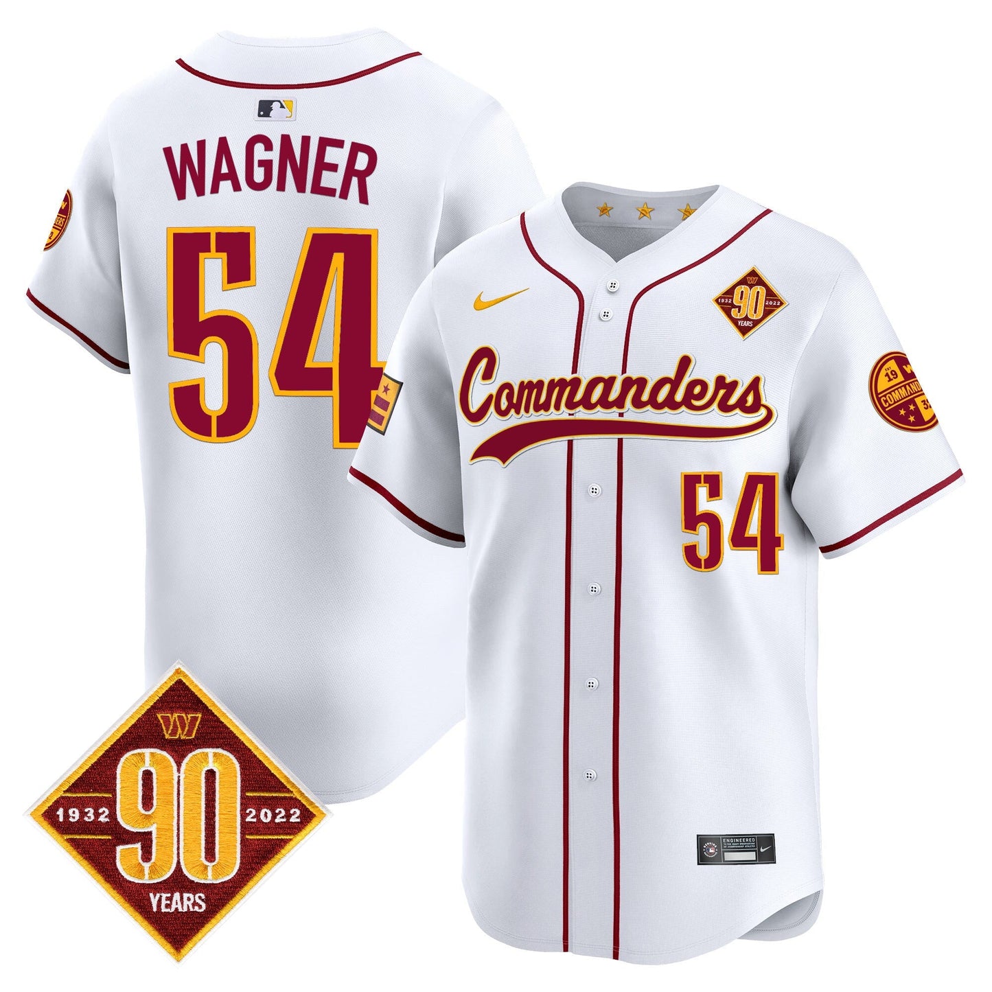 Men's Washington Commanders 90th Anniversary Patch Vapor Premier Limited Jersey - All Stitched