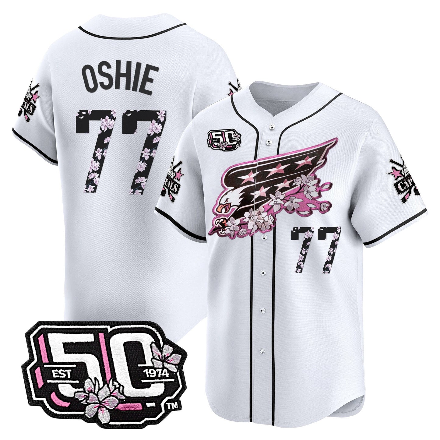 Men's 2025 Washington Capitals 50th Anniversary Cherry Blossom Style Vapor Premier Limited Jersey - All Stitched