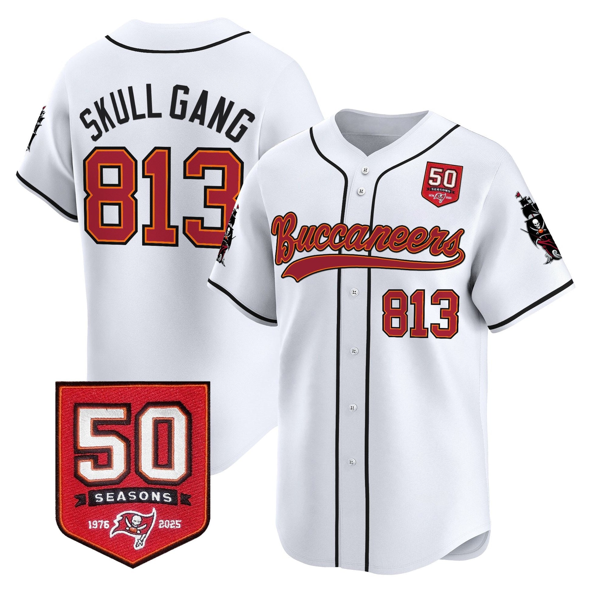 Men's Tampa Bay Buccaneers 50th Season Patch Vapor Baseball Jersey - All Stitched