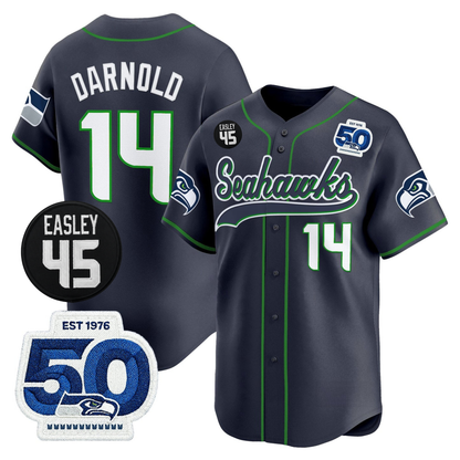 SEA 50th & Easley Tribute Patch Vapor Baseball Jersey - All Stitched