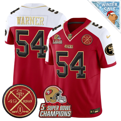 49ers 5-Times Champions & Est.1946 Patch Vapor Limited Jersey - All Stitched