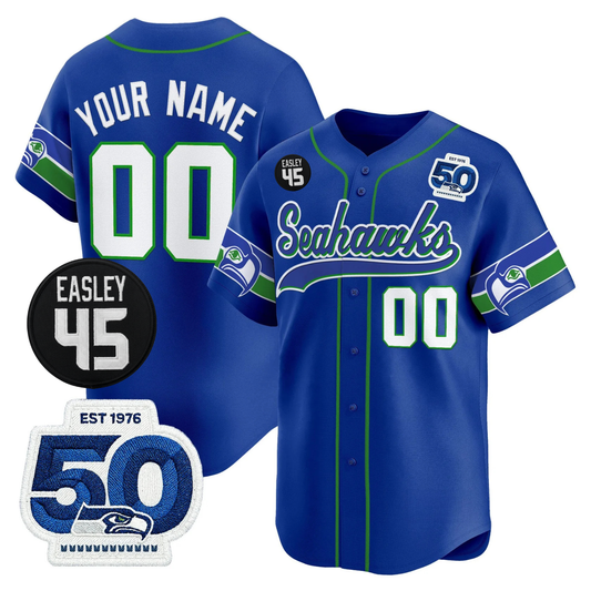 CustomSEA 50th & Easley Tribute Patch Vapor Baseball Jersey - All Stitched