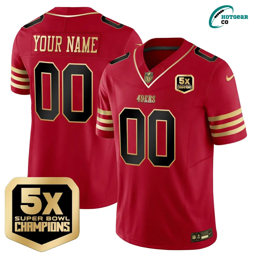49ers 5x Super Bowl Champions Vapor Limited Custom Jersey - All Stitched
