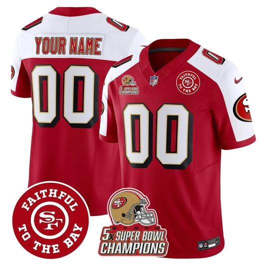 49ers Throwback Faithful To The Bay Patch Vapor Limited Custom Jersey - All Stitched Alternate