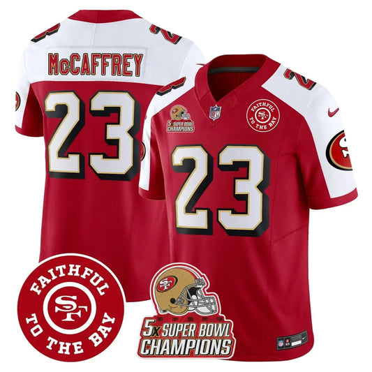 49ers Throwback Faithful To The Bay Patch Vapor Limited Jersey - All Stitched Alternate / Christian McCaffrey