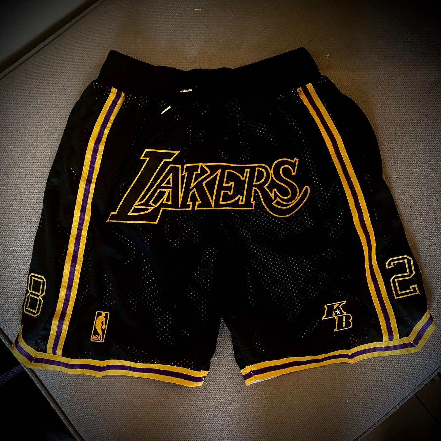 Men's Los Angeles Lakers Black Mamba Shorts KB Patch
